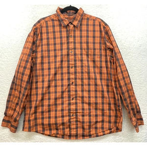 Eddie Bauer Shirt Mens Large Orange Plaid Button Down Preppy Classiccore Casual